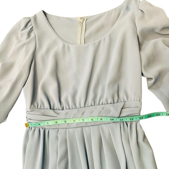 Vintage Miss Elliette Dress 10 Blue Chiffon Old Hollywood 60s Glam Modest - Picture 10 of 12